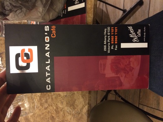 A Catalano's Cafe menu on the table at the Hearts Across Australia pasta night