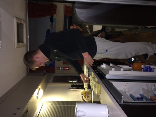 Ben preparing Poppet's Pantry dinners in the campervan on Day 4