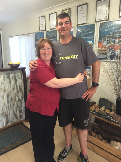 Gary with Janet Percy at Gateway Tourist Park in Norseman
