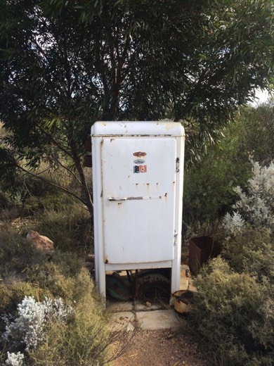 A basic roadside toilet facility along the Eyre Highway.