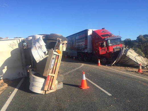Two trucks involved in an accident on the Eyre Highway