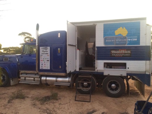 Ride With No Limits support truck at a rest area