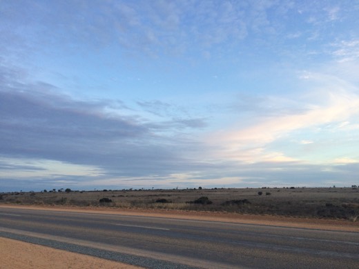 Morning sky over the Eyre Highway on Day 29