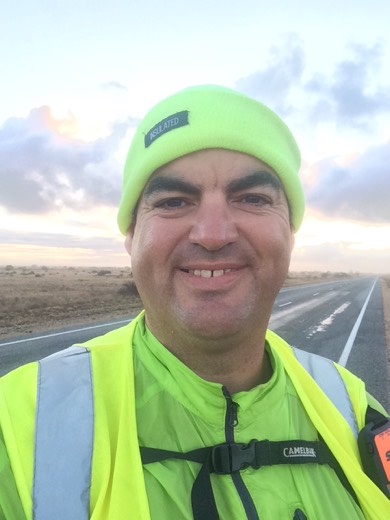 Gary in the bright yellow beanie during the Day 31 morning walk