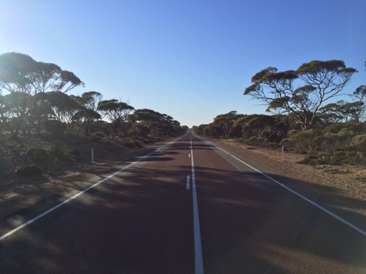 Long Eyre Highway view under blue sky during Day 45