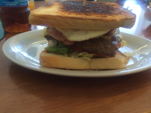 Large sandwich and drink at Penong