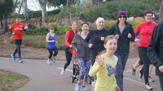 Runners and walkers at Torrens parkrun during the Adelaide rest day.