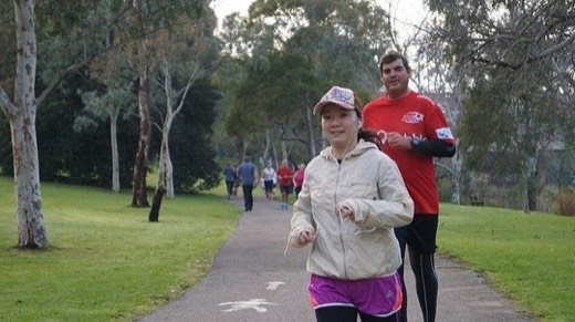 Torrens parkrun finish-area moment during the Adelaide rest day.