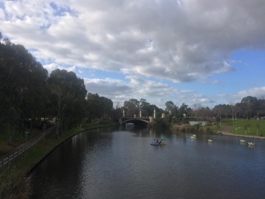 Clouds over the Torrens during the Adelaide rest-day wander.