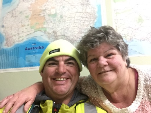 Gary with Dorothy at Nhill Caravan Park after Day 72