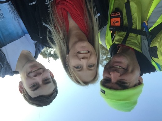 Gary with Shev and Rylan after they stopped during Day 74