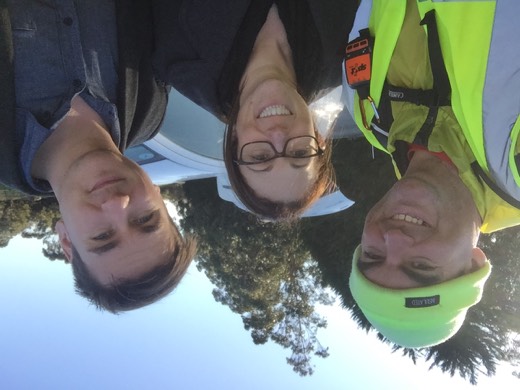 Gary with Mel and Luka from The Courier near the Ballarat sign