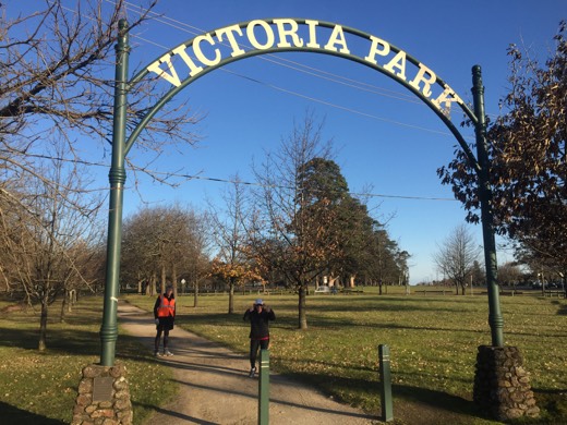 Gary beside the Victoria Park arch at Ballarat
