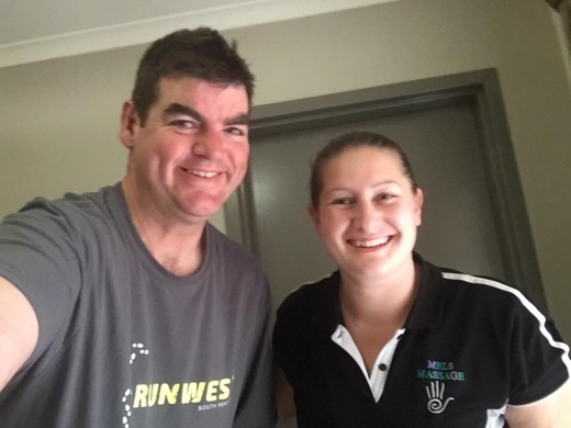Gary with Mel from Mels Massage after the donated Canberra massage treatment.