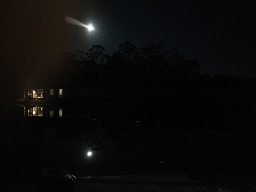 Moonlight through the trees at 12 Mile Creek after the drive back from Sydney.