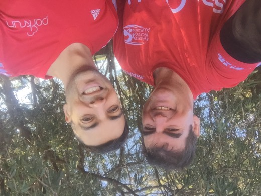 Gary with St Peters parkrun event director Paul in Sydney Park.