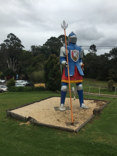 The giant knight outside Macadamia Castle.