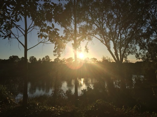 Sunrise over the Brisbane River during the walk to Rocks Riverside parkrun.