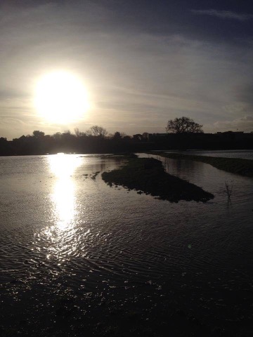Floodwater across the old school cross-country course on Christmas Eve 2013.